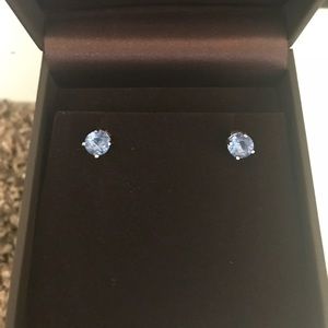Tanzanite Stud Earrings 1ctw Sterling Silver